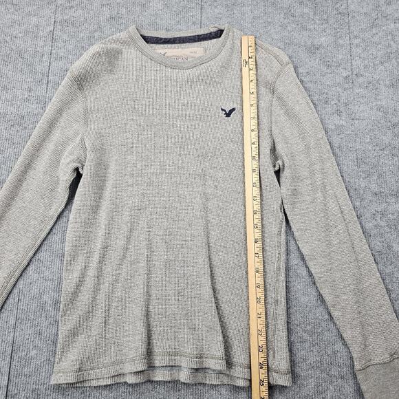 Vintage American Eagle Thermal Shirt Mens Large Y2K Gray Waffle Knit Layering - Picture 4 of 7